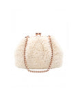 Booba Faux Fur Clutch Bag - Cream