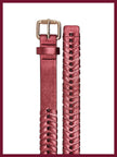 Pink braided women's belt for dresses and casual styling