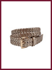 Women's gold woven belt for elegant outfit styling