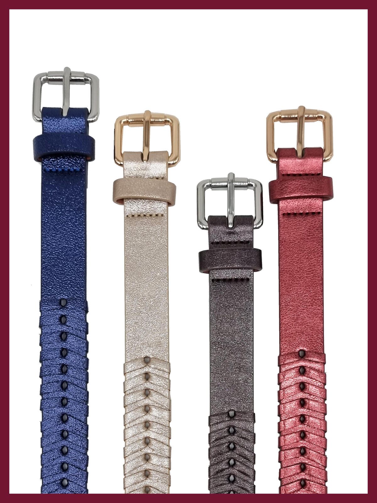 Women's textured gunmetal belt for fashionable everyday outfits