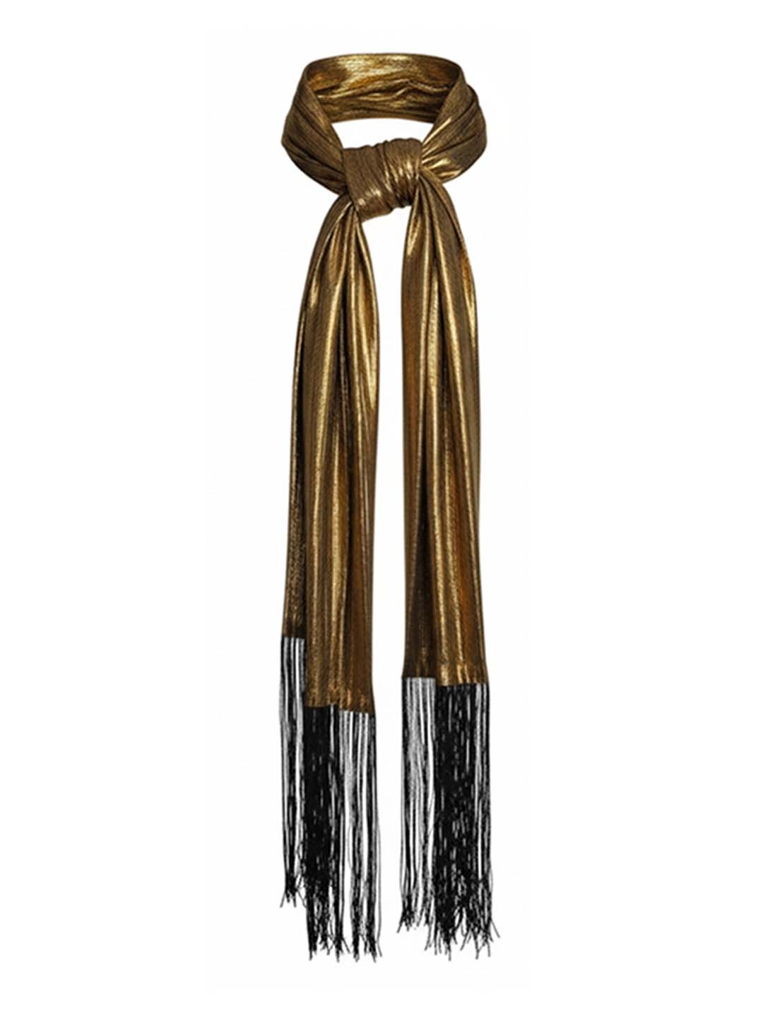 Women's gold skinny scarf for elegant evening outfits