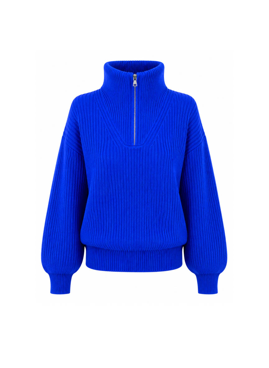 Breckenridge Long-Sleeved Truckerneck Pull-Over - Electric Blue