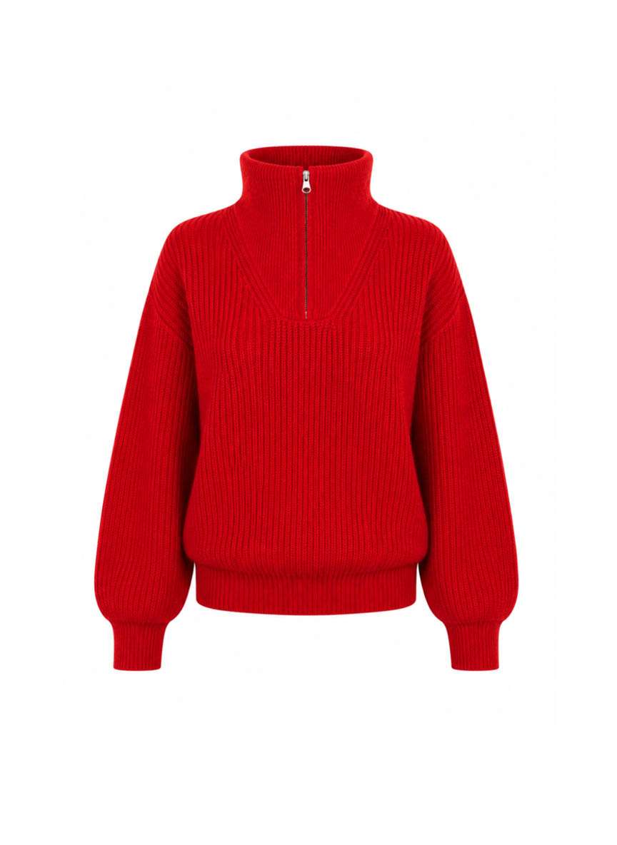 Breckenridge Long-Sleeved Truckerneck Pull-Over - Red
