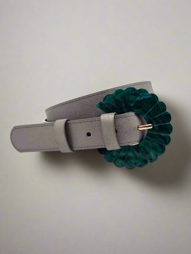 Burlesque Fan Buckle Belt-Gunmetal