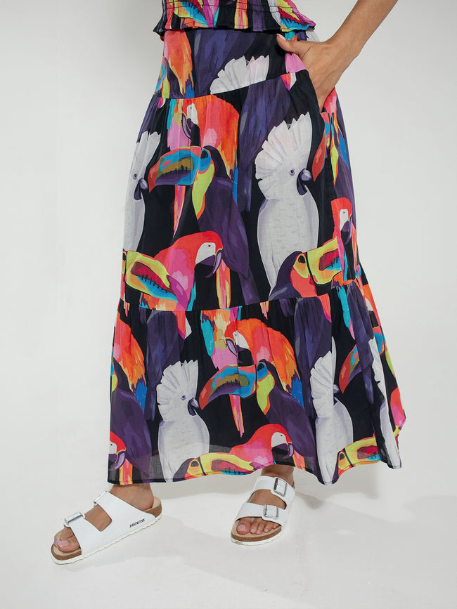 Crystal Tiered Skirt Black Mix