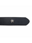 Women's star embellished black leather belt for dresses