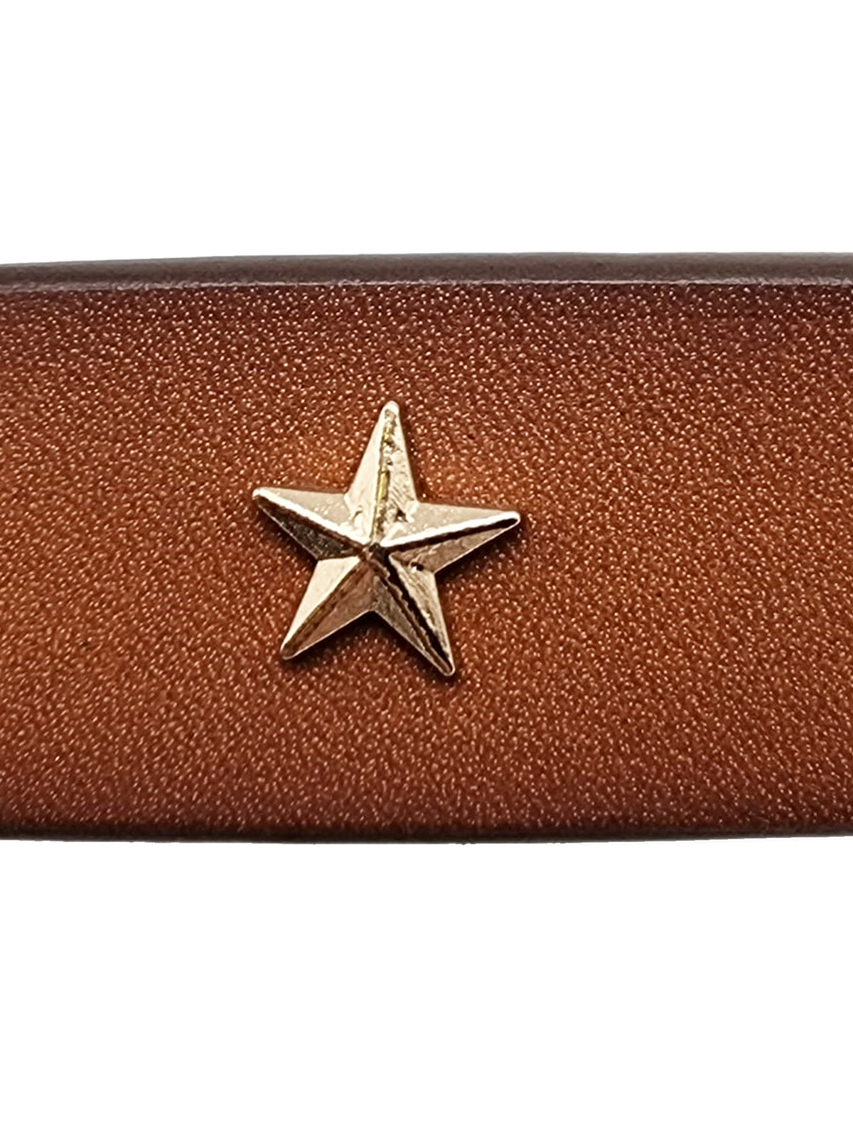 Tan star buckle leather belt for women's casual styling