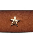 Tan star buckle leather belt for women's casual styling