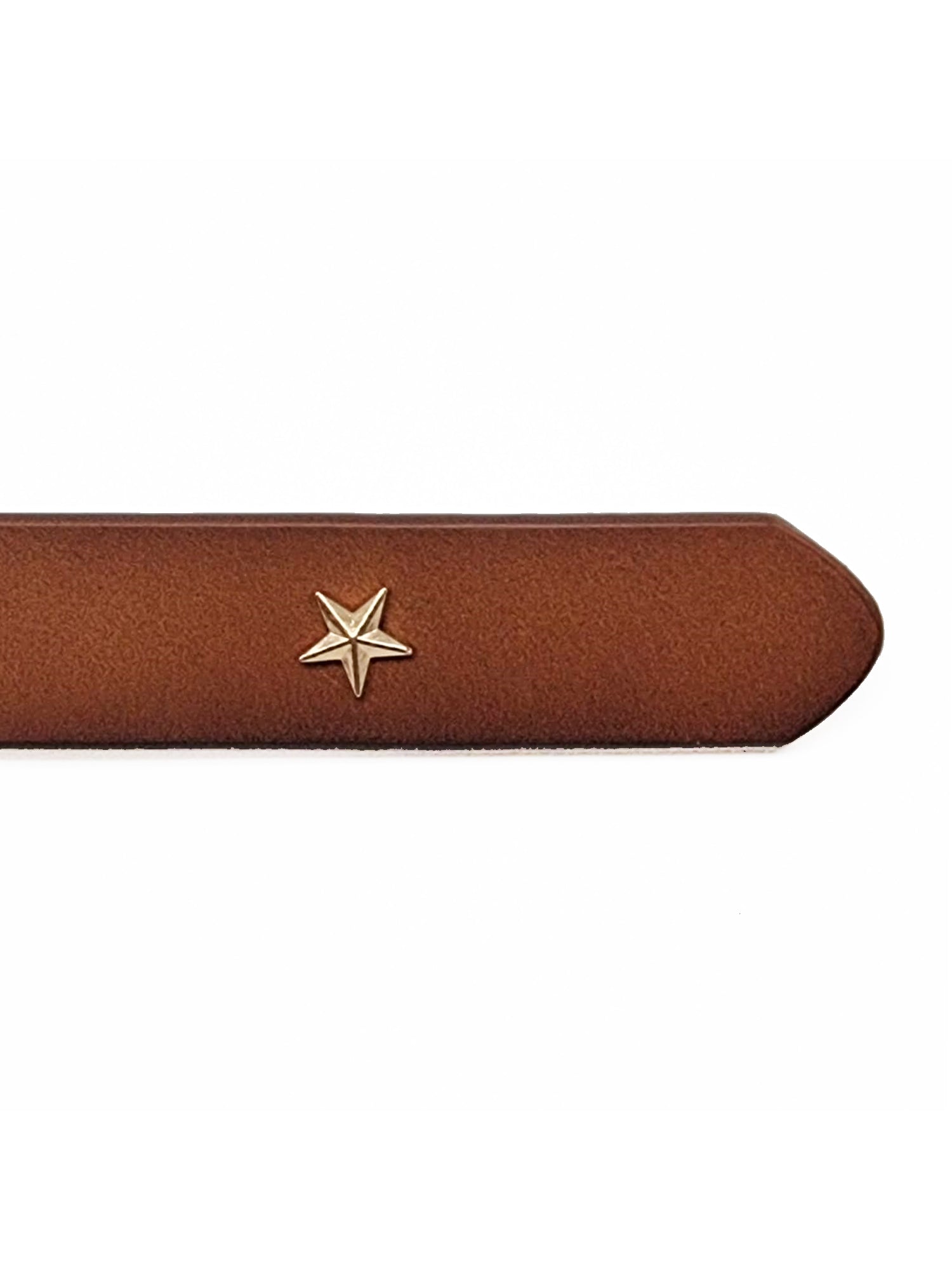 Women's brown leather statement belt with star embellishment