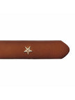 Women's brown leather statement belt with star embellishment