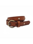 Women's tan leather star belt for stylish everyday outfits