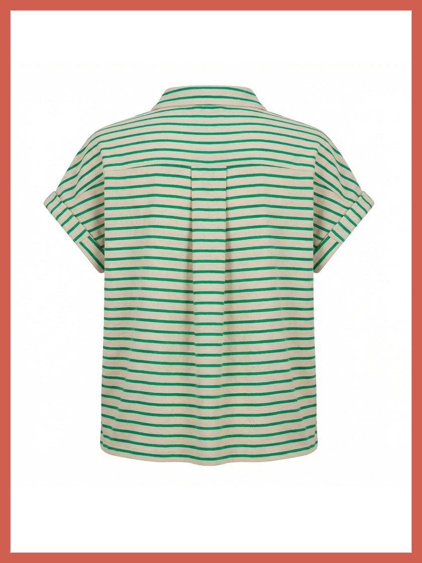Talinn Towelling Cotton Striped Shorts - Green Mix