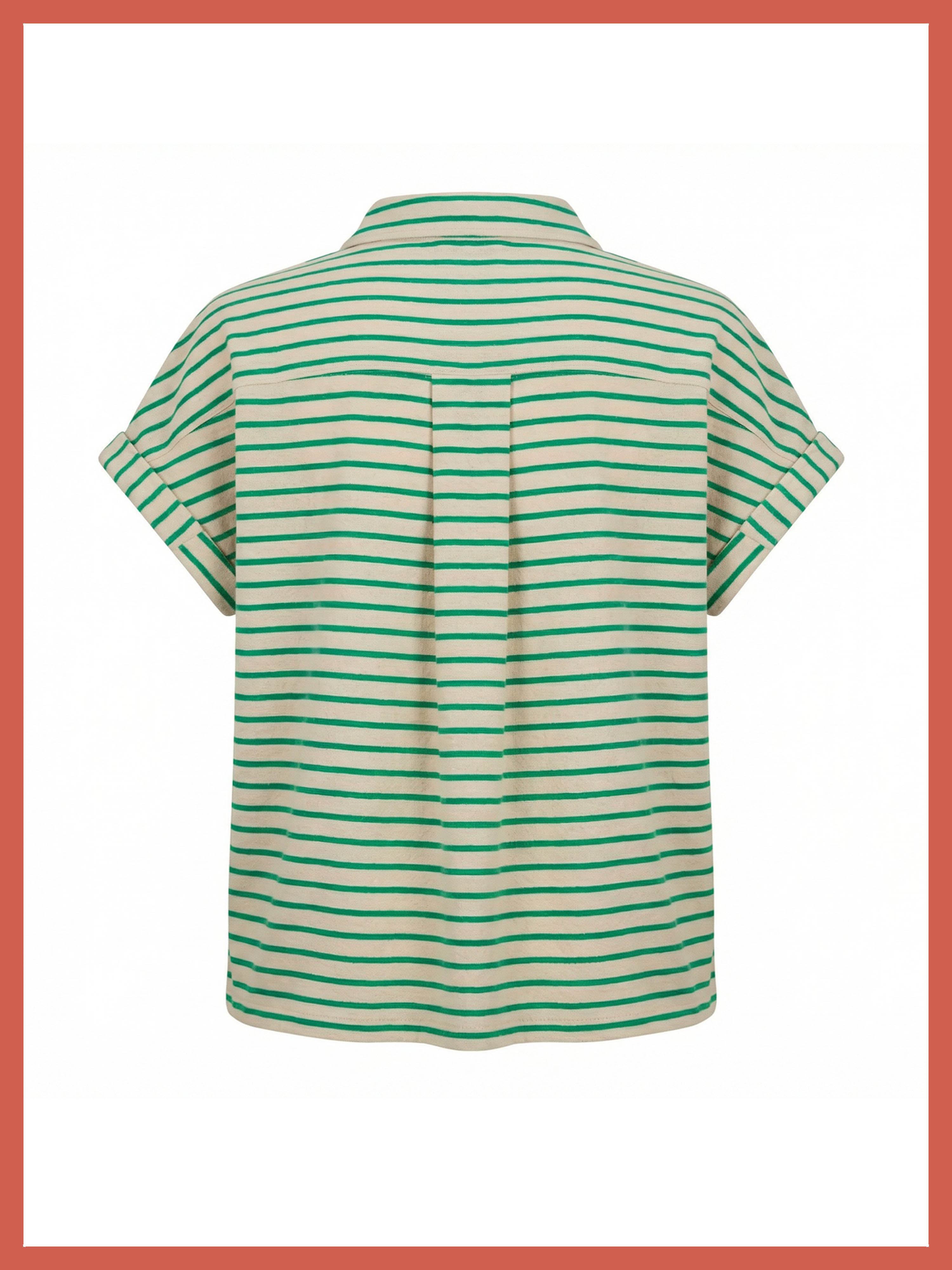 Caspian Cotton Towelling Stripe Blouse - Green