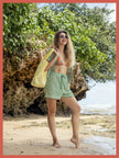 Talinn Towelling Cotton Striped Shorts - Green Mix