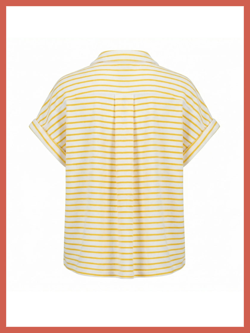 Caspian Cotton Towelling Stripe Blouse - Yellow