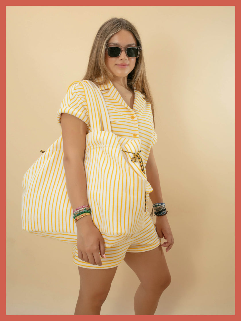 Deckchair Cotton Towelling Tote - Yellow