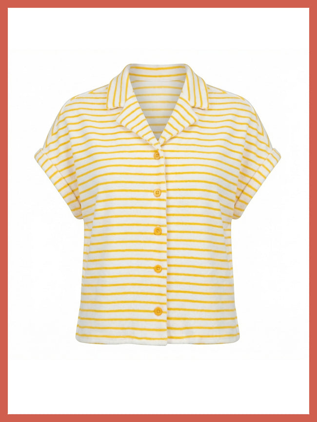 Caspian Cotton Towelling Stripe Blouse - Yellow
