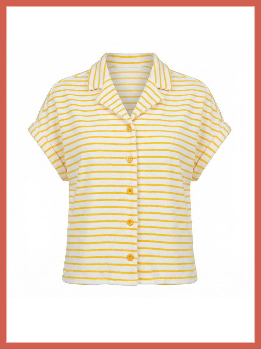 Caspian Cotton Towelling Stripe Blouse - Yellow