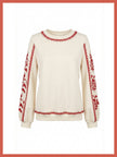 Catalina Embroidered Sweater In Cream