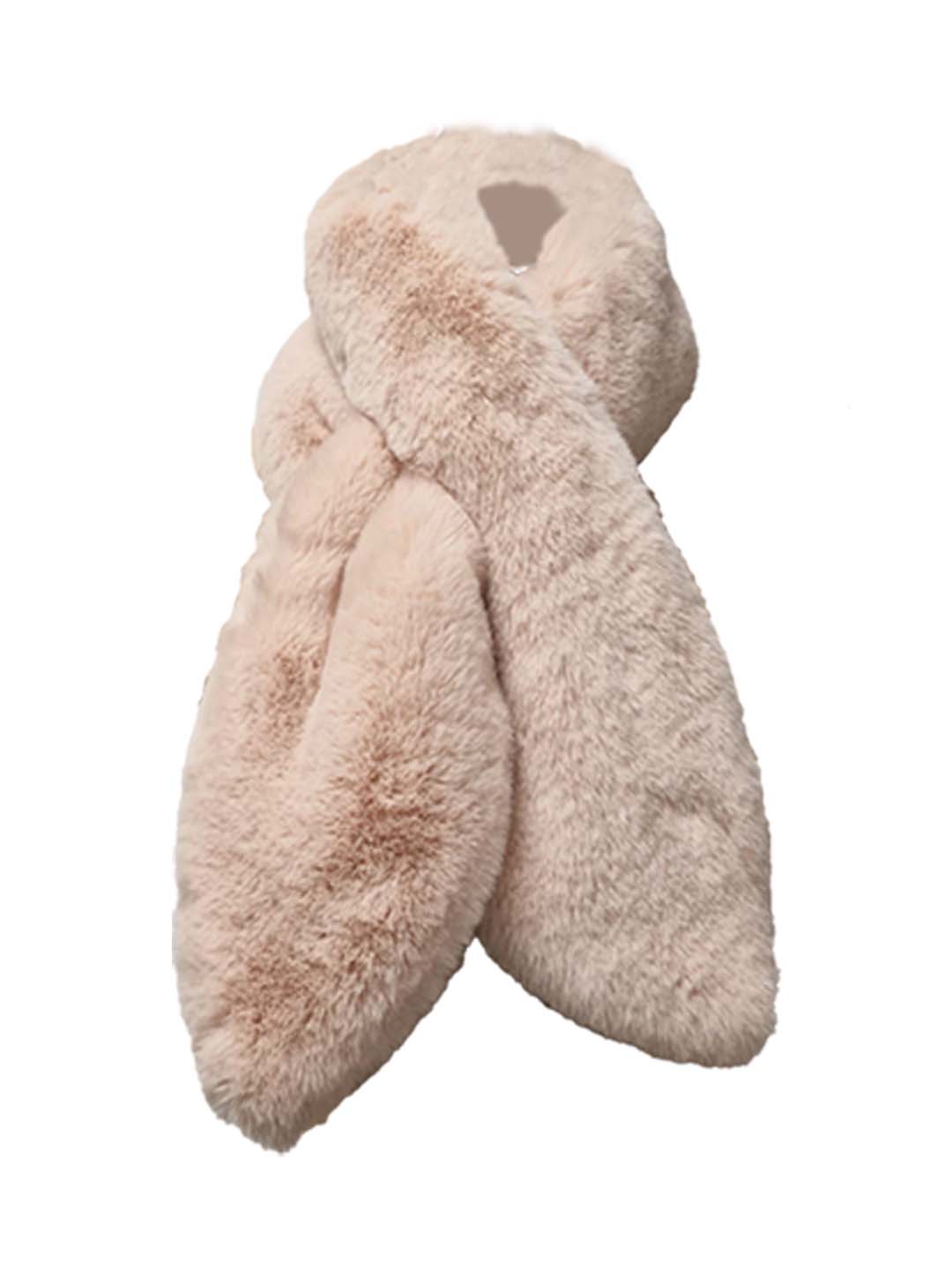 Women's blush faux fur scarf for soft feminine winter styling