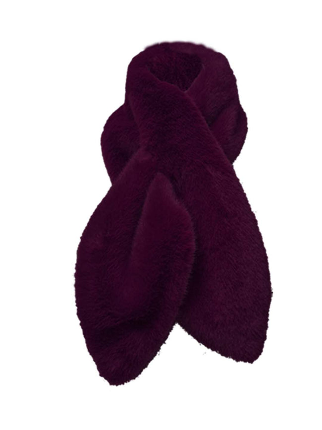 Women's burgundy faux fur scarf for stylish winter outfits