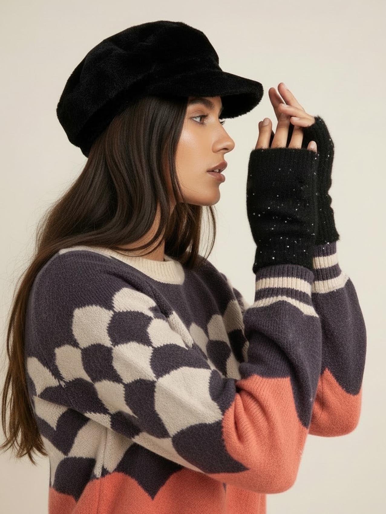 Chadwick Fingerless Mittens - Black