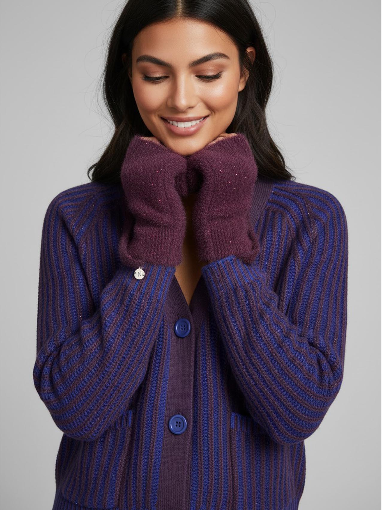 Chadwick Fingerless Mittens - Plum