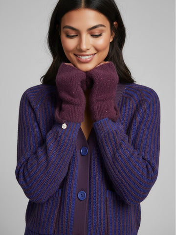 Chadwick Fingerless Mittens - Plum