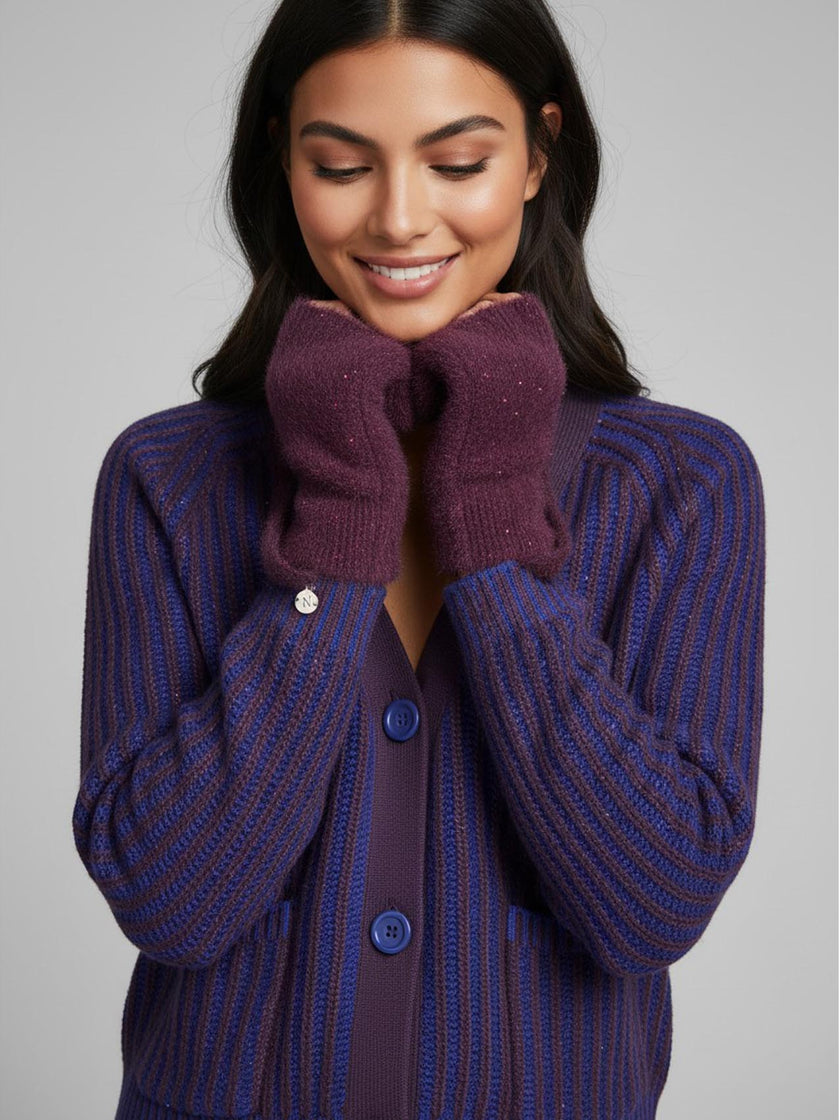 Chadwick Fingerless Mittens - Plum