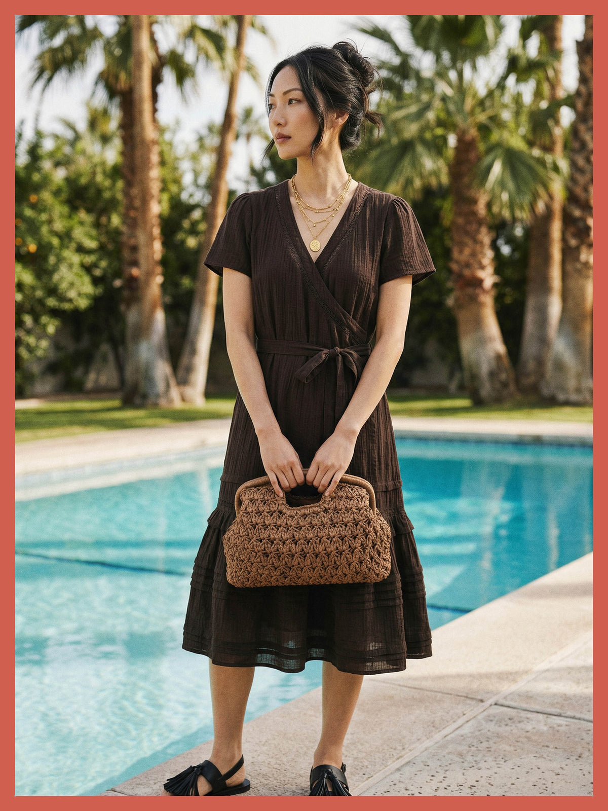 Charleston Framed Grab Bag - Khaki