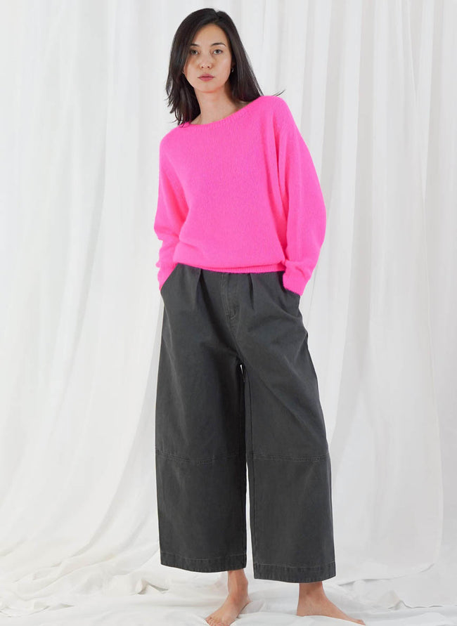 Sanibel Long Sleeve Boatneck Sweater - Neon Pink