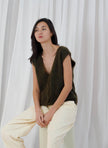 Castlerock Sleeveless Buttoned Cardigan - Military
