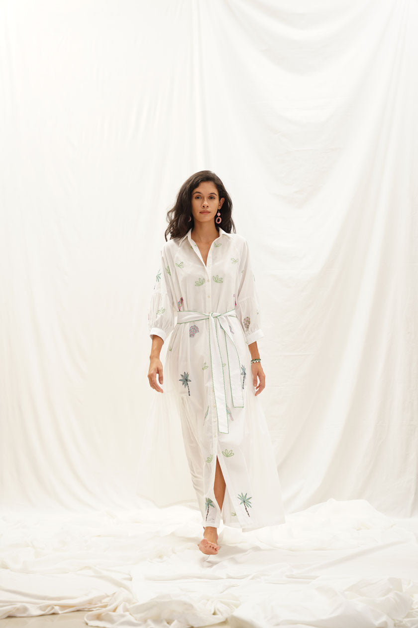 Hawaiian Shirt Dress - White