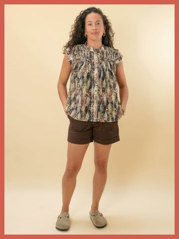 Deloris Printed Ikat Blouse
