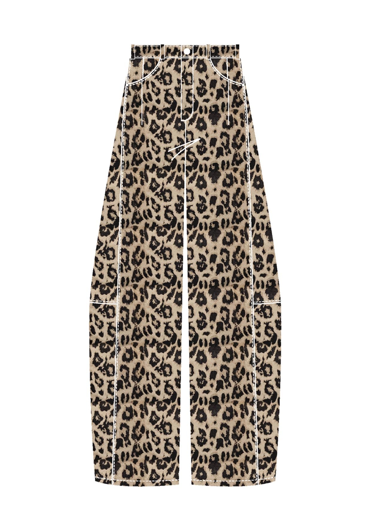 Ditta Leopard Barrel Leg Jeans