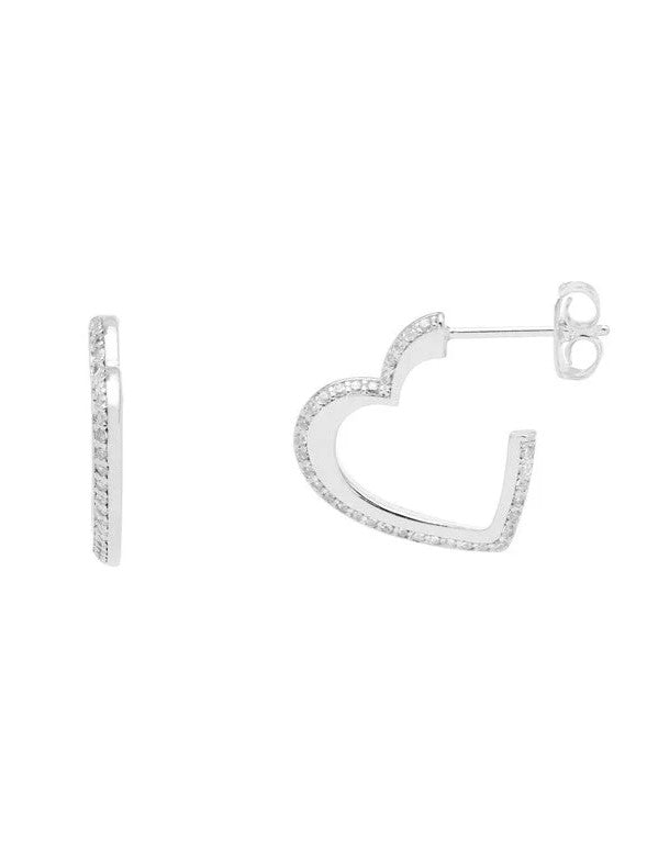 Open Heart Hoops - Silver Plated