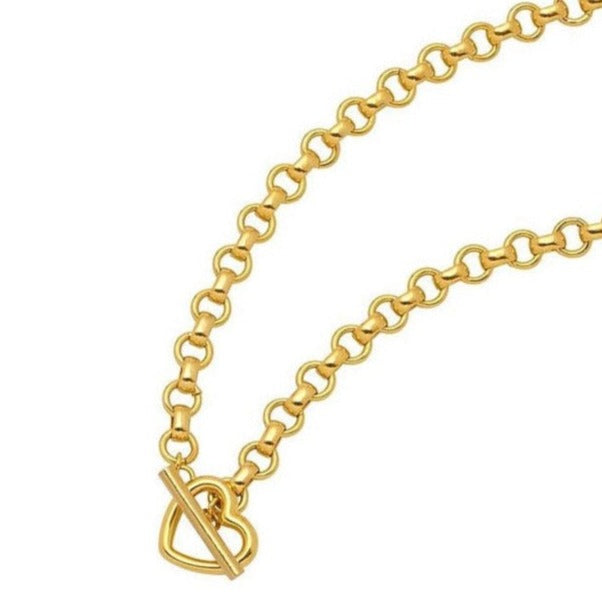 Heart T-Bar Link Chain Necklace