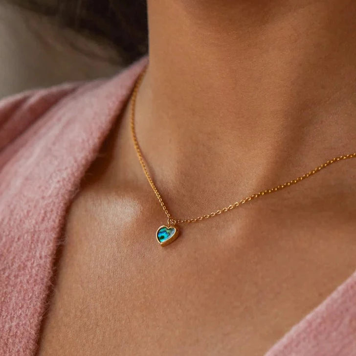 Abalone Heart Necklace - Gold Plated