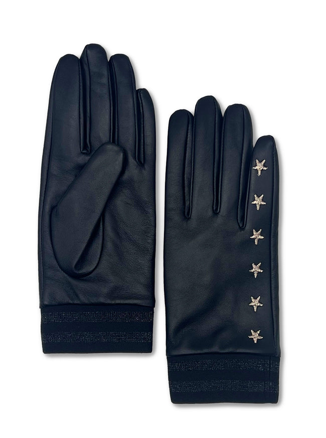 ELVIS STAR EMBROIDERED LEATHER GLOVE-BLACK
