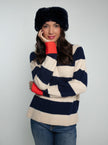 Elsa Faux Fur Headband-Navy