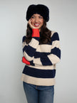 Elsa Faux Fur Headband-Navy