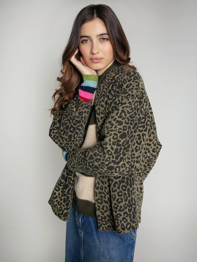 Elliot Jacket in Khaki Leopard print