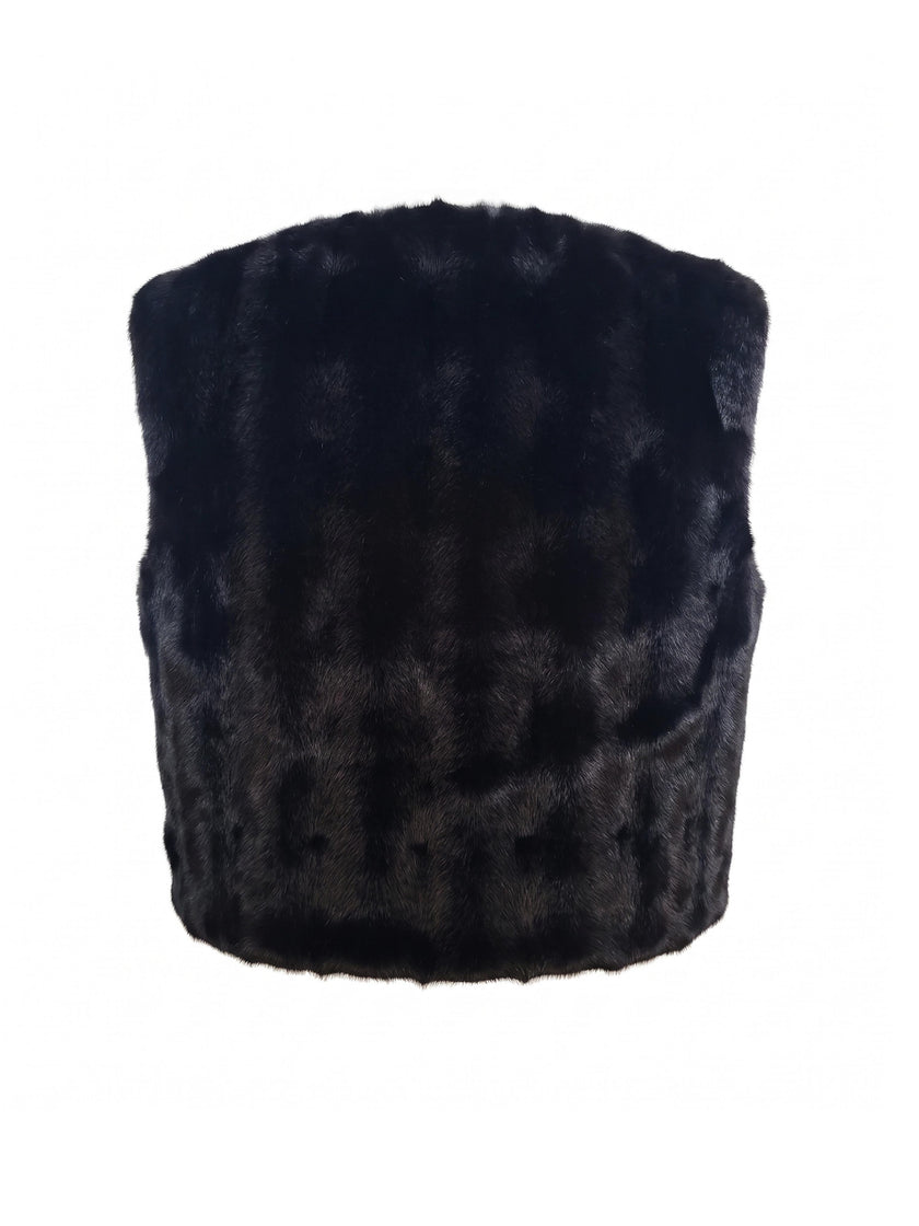Edelweiss Faux Fur Gilet - Black