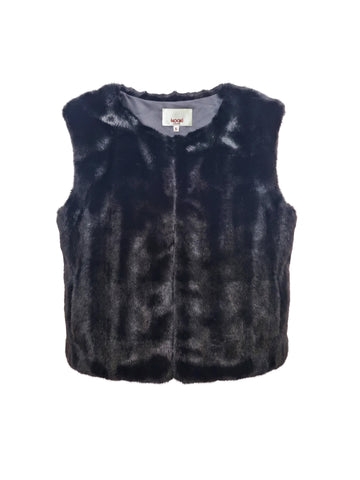 Edelweiss Faux Fur Gilet - Black
