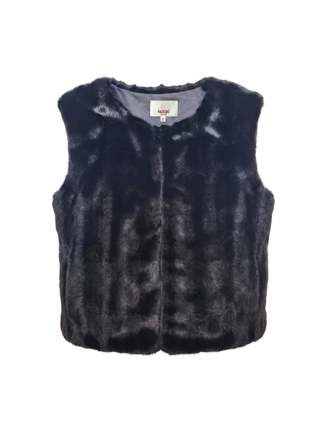 Edelweiss Faux Fur Gilet - Black