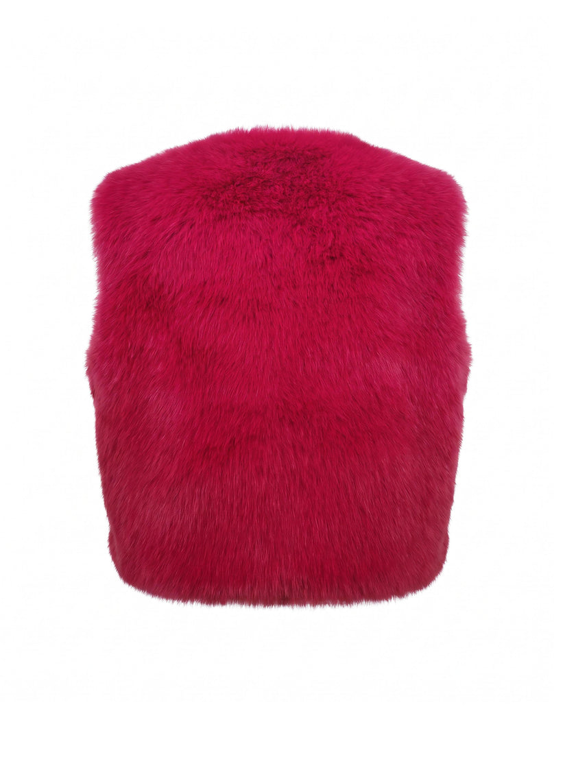 Edelweiss Faux Fur Gilet - Hot Pink