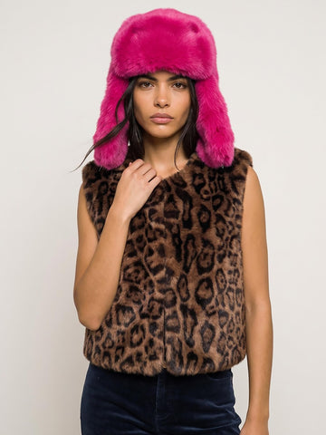 Edelweiss Faux Fur Gilet - Chocolate Leopard