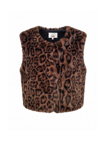Edelweiss Faux Fur Gilet - Chocolate Leopard