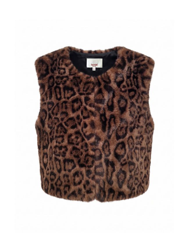 Edelweiss Faux Fur Gilet - Chocolate Leopard