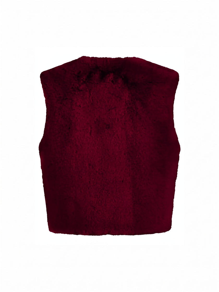 Edelweiss Faux Fur Gilet - Plum